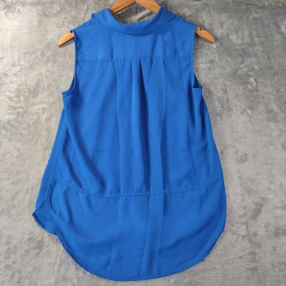 Talbots Petites Cobalt Sleeveless High Low Blouse SP Office Layer Summer Top - Picture 3 of 11